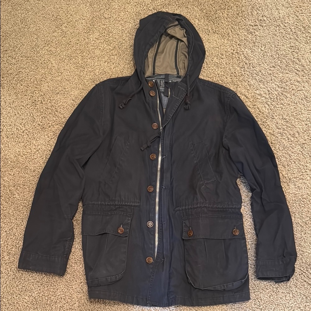 J. Crew Navy Hooded Military Jacket